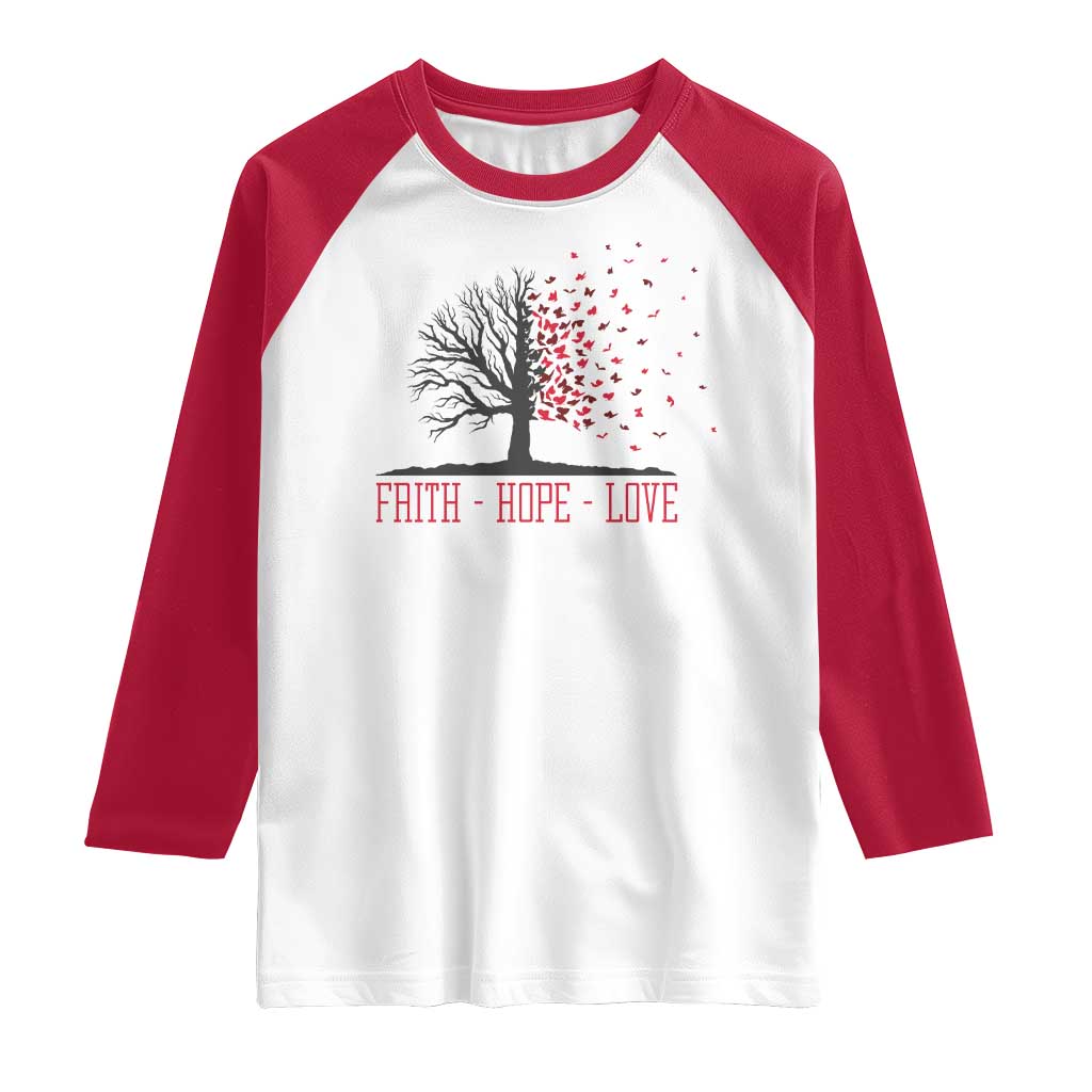 World AIDS Day Awareness Gift Raglan Shirt Faith Hope Love TS12 White Red Print Your Wear