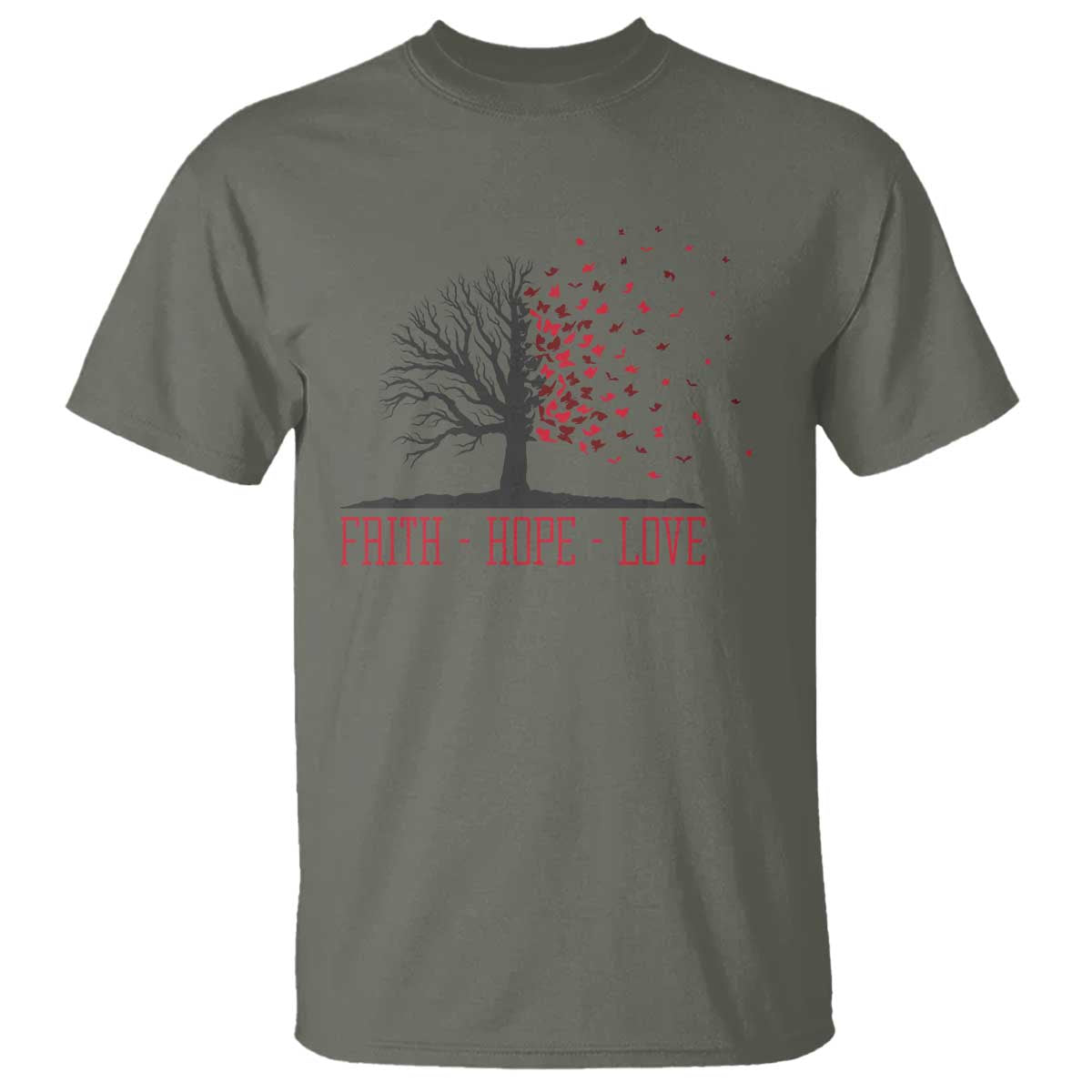 World AIDS Day Awareness Gift T Shirt Faith Hope Love TS12 Military Green Print Your Wear