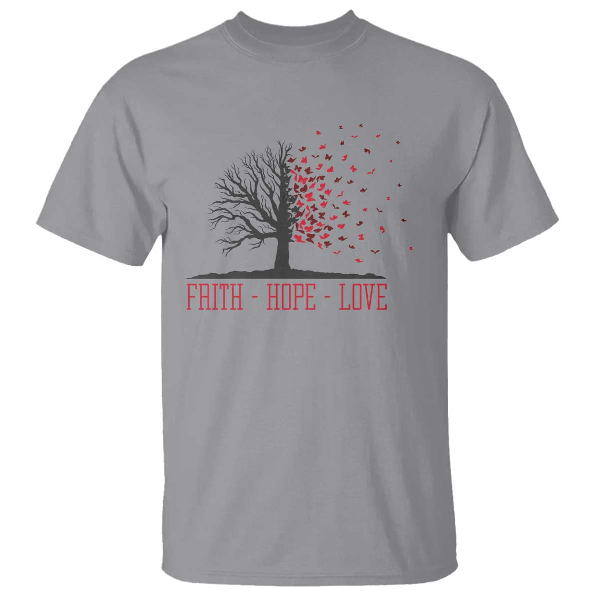 World AIDS Day Awareness Gift T Shirt Faith Hope Love TS12 Sport Gray Print Your Wear