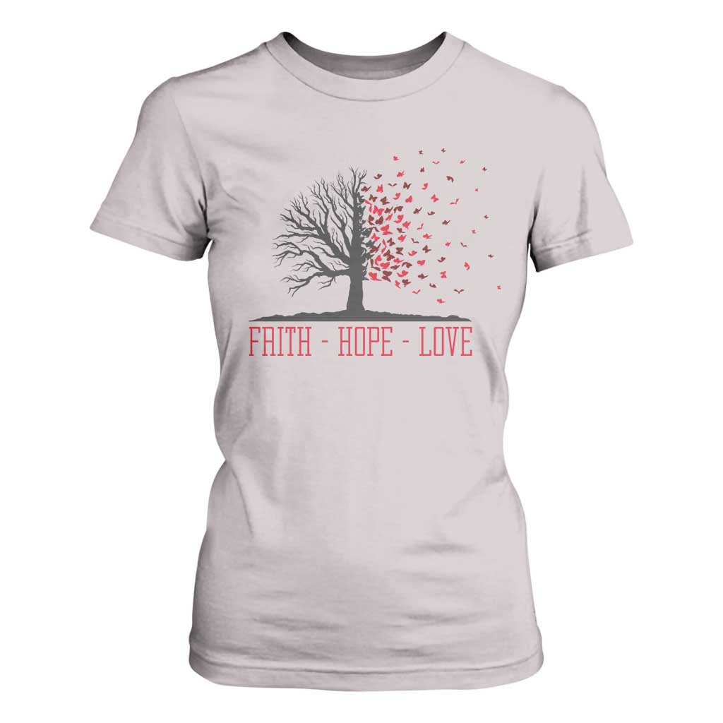 World AIDS Day Awareness Gift T Shirt For Women Faith Hope Love TS12 Ice Gray Print Your Wear