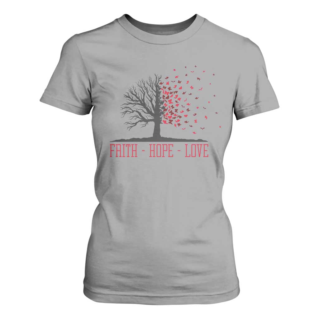 World AIDS Day Awareness Gift T Shirt For Women Faith Hope Love TS12 Sport Gray Print Your Wear