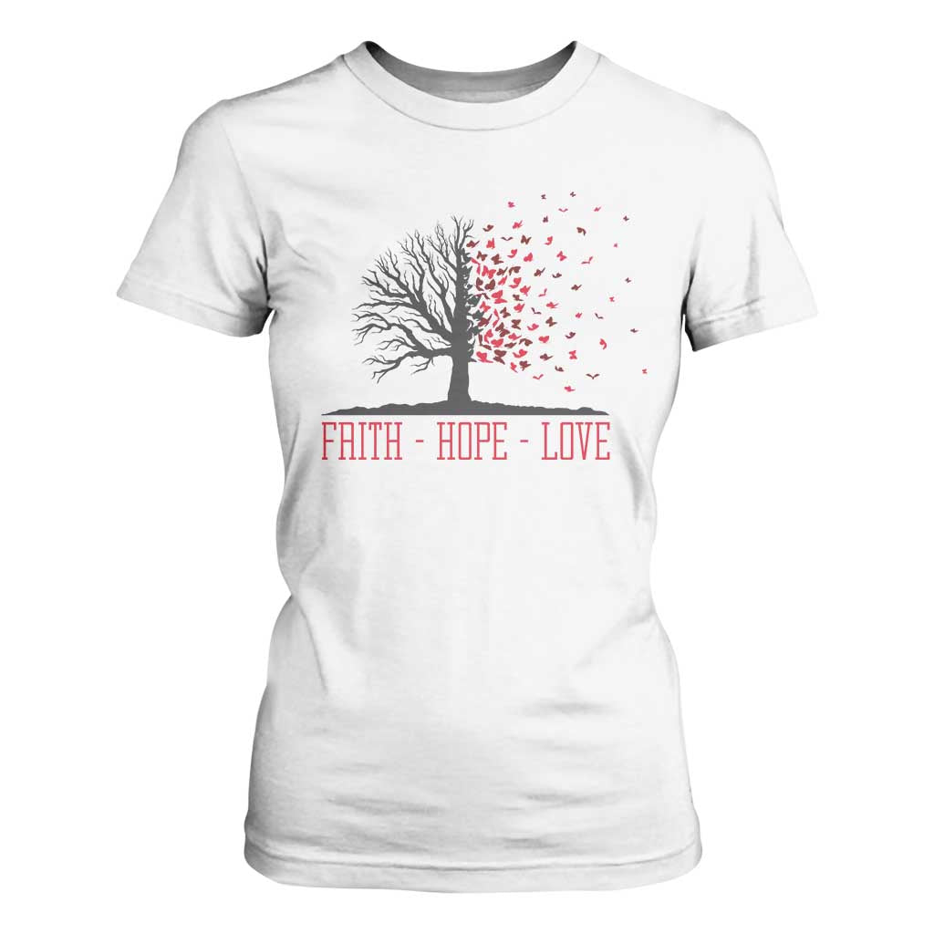 World AIDS Day Awareness Gift T Shirt For Women Faith Hope Love TS12 White Print Your Wear