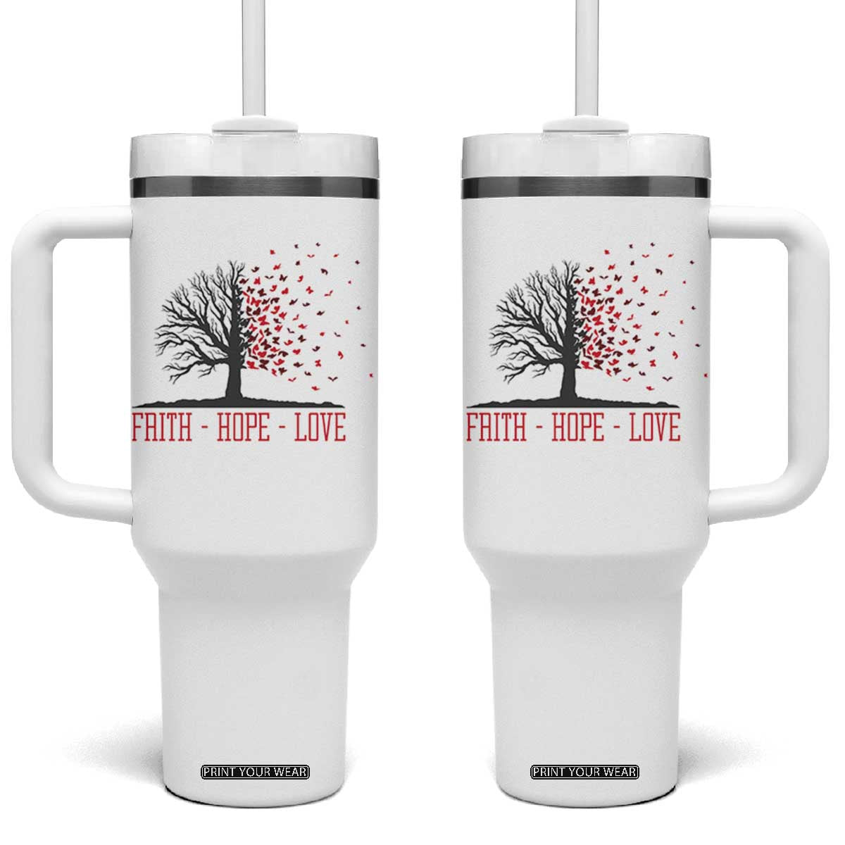 World AIDS Day Awareness Gift Tumbler With Handle Faith Hope Love TS12 One Size: 40 oz White Print Your Wear