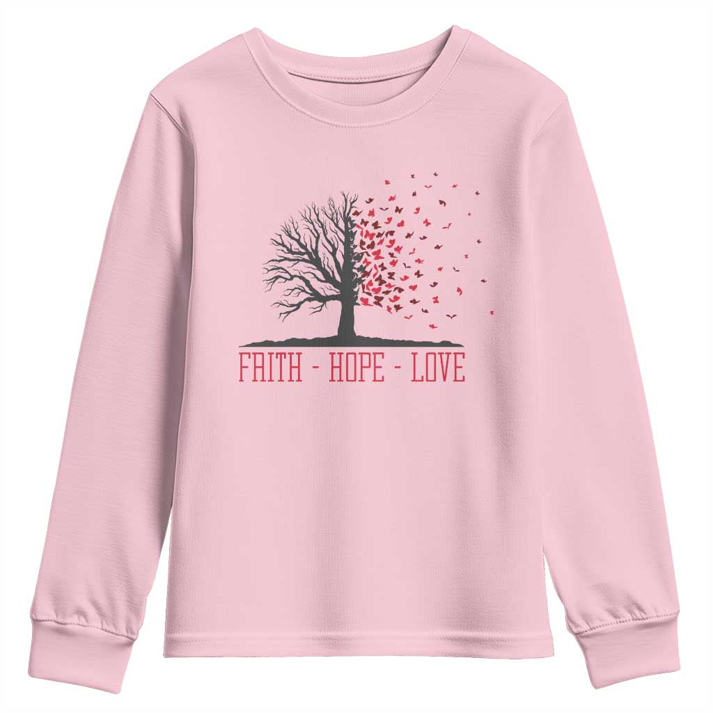 World AIDS Day Awareness Gift Youth Sweatshirt Faith Hope Love TS12 Light Pink Print Your Wear