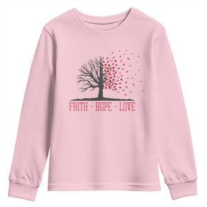 World AIDS Day Awareness Gift Youth Sweatshirt Faith Hope Love TS12 Light Pink Print Your Wear