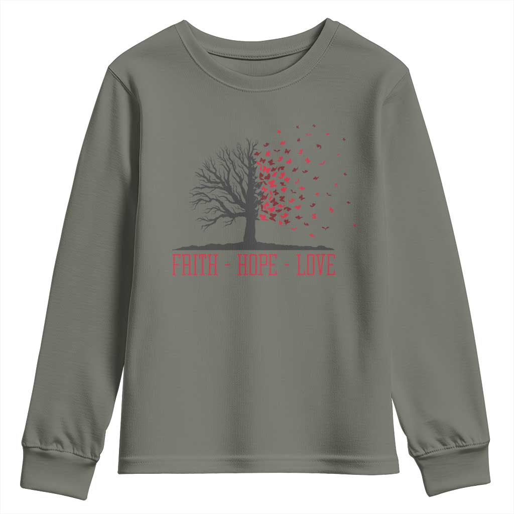 World AIDS Day Awareness Gift Youth Sweatshirt Faith Hope Love TS12 Military Green Print Your Wear