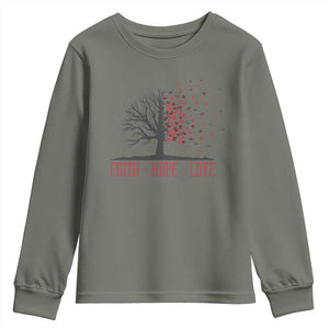 World AIDS Day Awareness Gift Youth Sweatshirt Faith Hope Love TS12 Military Green Print Your Wear