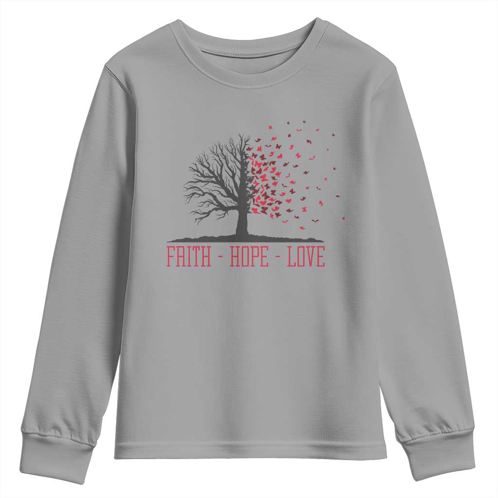 World AIDS Day Awareness Gift Youth Sweatshirt Faith Hope Love TS12 Sport Gray Print Your Wear
