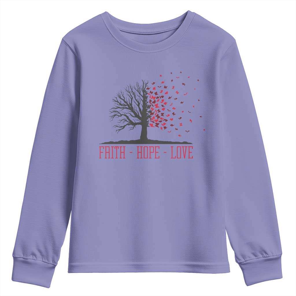 World AIDS Day Awareness Gift Youth Sweatshirt Faith Hope Love TS12 Violet Print Your Wear