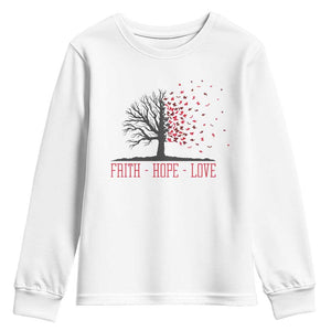 World AIDS Day Awareness Gift Youth Sweatshirt Faith Hope Love TS12 White Print Your Wear