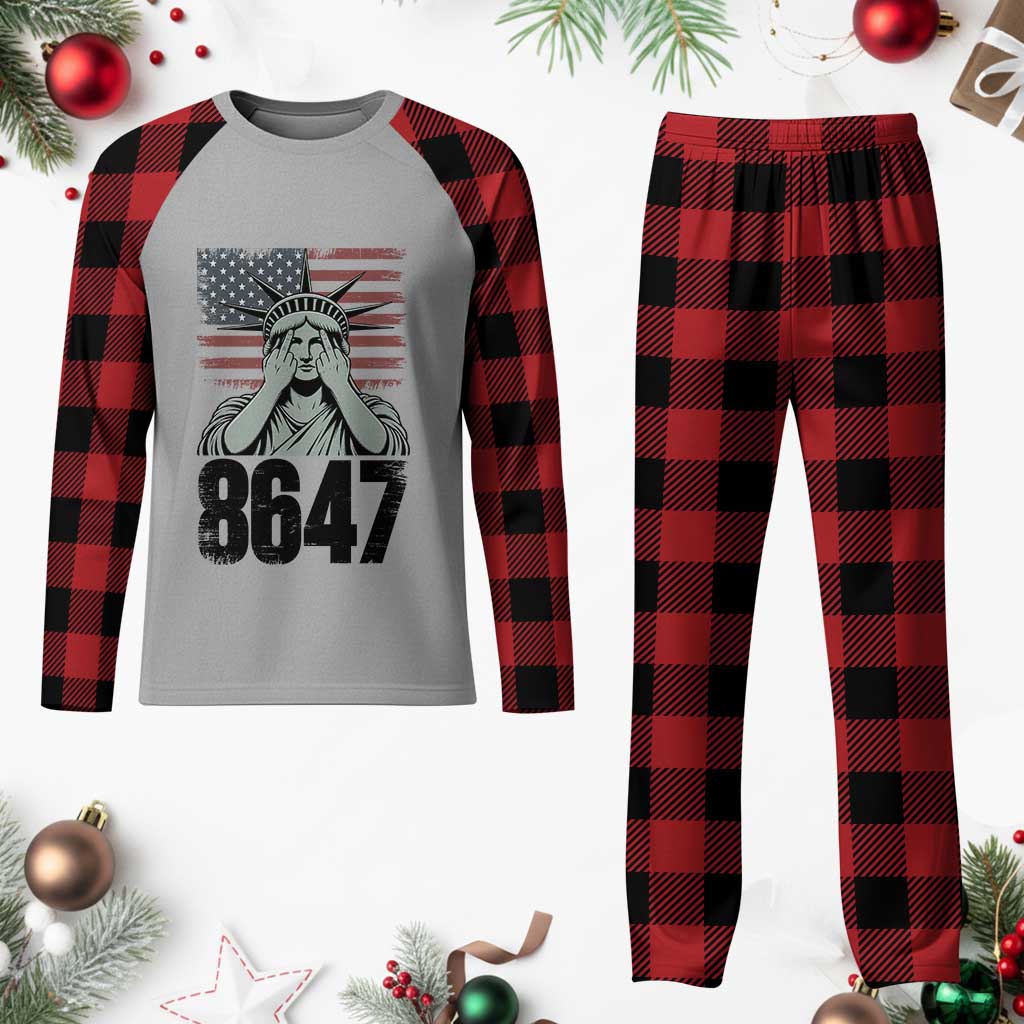8647 Statue Of Liberty Plaid Pajama Set Political Satire Protest Poster Graphic TS12 Buffalo Plaid Print Your Wear