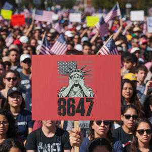 8647 Statue Of Liberty Protest Sign Political Satire Protest Poster Graphic TS12 Horizontal 18" × 24" Red Print Your Wear