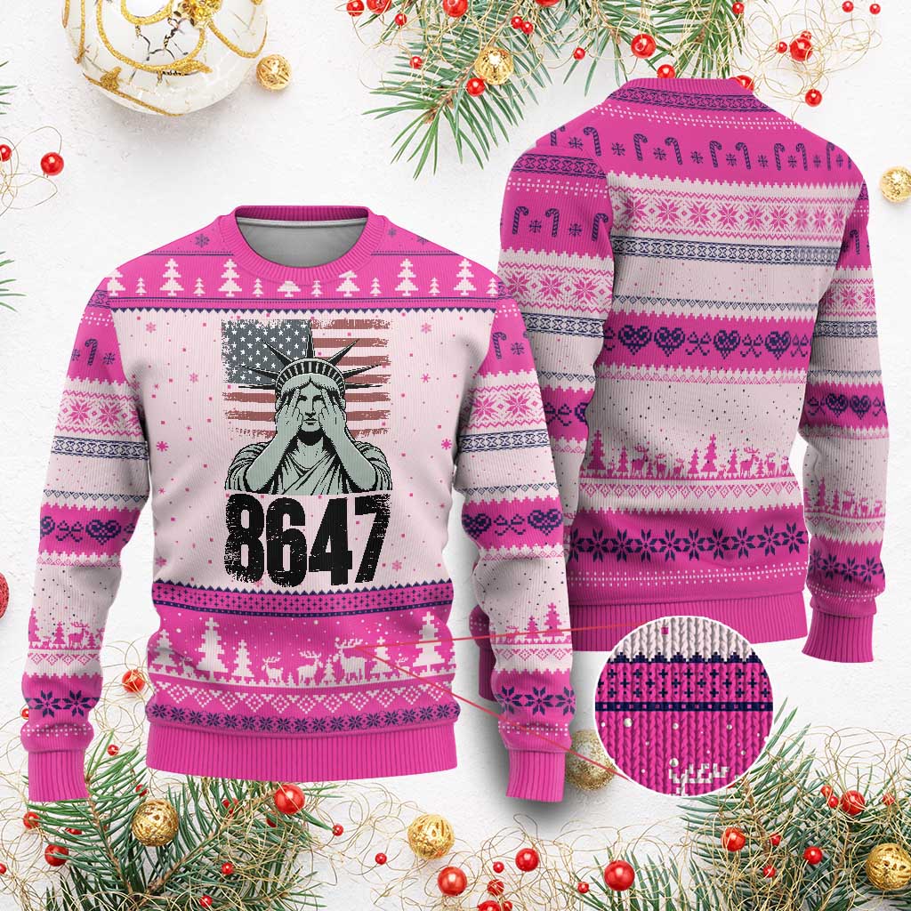 8647 Statue Of Liberty Ugly Christmas Sweater Political Satire Protest Poster Graphic TS12 Hot Pink Print Your Wear