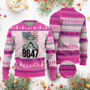 8647 Statue Of Liberty Ugly Christmas Sweater Political Satire Protest Poster Graphic TS12 Hot Pink Print Your Wear