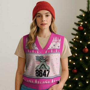 8647 Statue Of Liberty V-Neck Knit Sweater Vest Political Satire Protest Poster Graphic TS12 Hot Pink Print Your Wear
