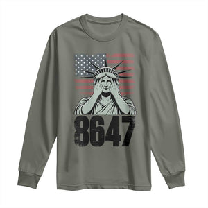 8647 Statue Of Liberty Long Sleeve Shirt Political Satire Protest Poster Graphic TS12 Military Green Print Your Wear