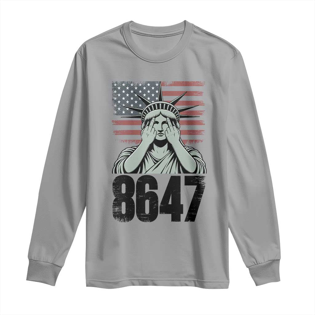 8647 Statue Of Liberty Long Sleeve Shirt Political Satire Protest Poster Graphic TS12 Sport Gray Print Your Wear