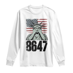 8647 Statue Of Liberty Long Sleeve Shirt Political Satire Protest Poster Graphic TS12 White Print Your Wear
