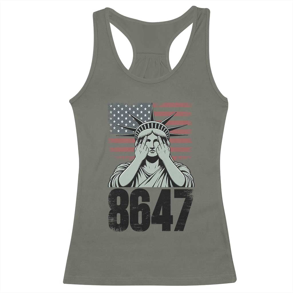 8647 Statue Of Liberty Racerback Tank Top Political Satire Protest Poster Graphic TS12 Military Green Print Your Wear