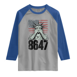 8647 Statue Of Liberty Raglan Shirt Political Satire Protest Poster Graphic TS12 Sport Gray Royal Print Your Wear