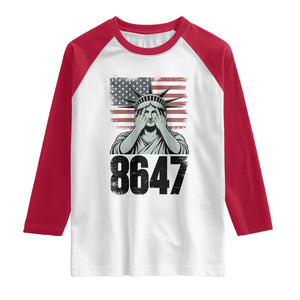 8647 Statue Of Liberty Raglan Shirt Political Satire Protest Poster Graphic TS12 White Red Print Your Wear