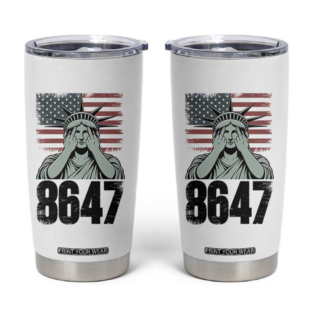 8647 Statue Of Liberty Tumbler Cup Political Satire Protest Poster Graphic TS12 White Print Your Wear