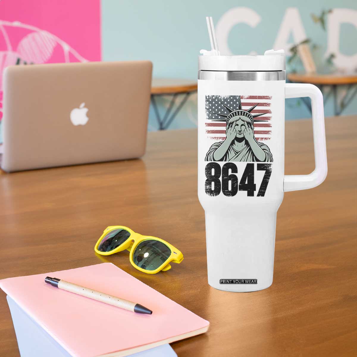 8647 Statue Of Liberty Tumbler With Handle Political Satire Protest Poster Graphic TS12 Print Your Wear