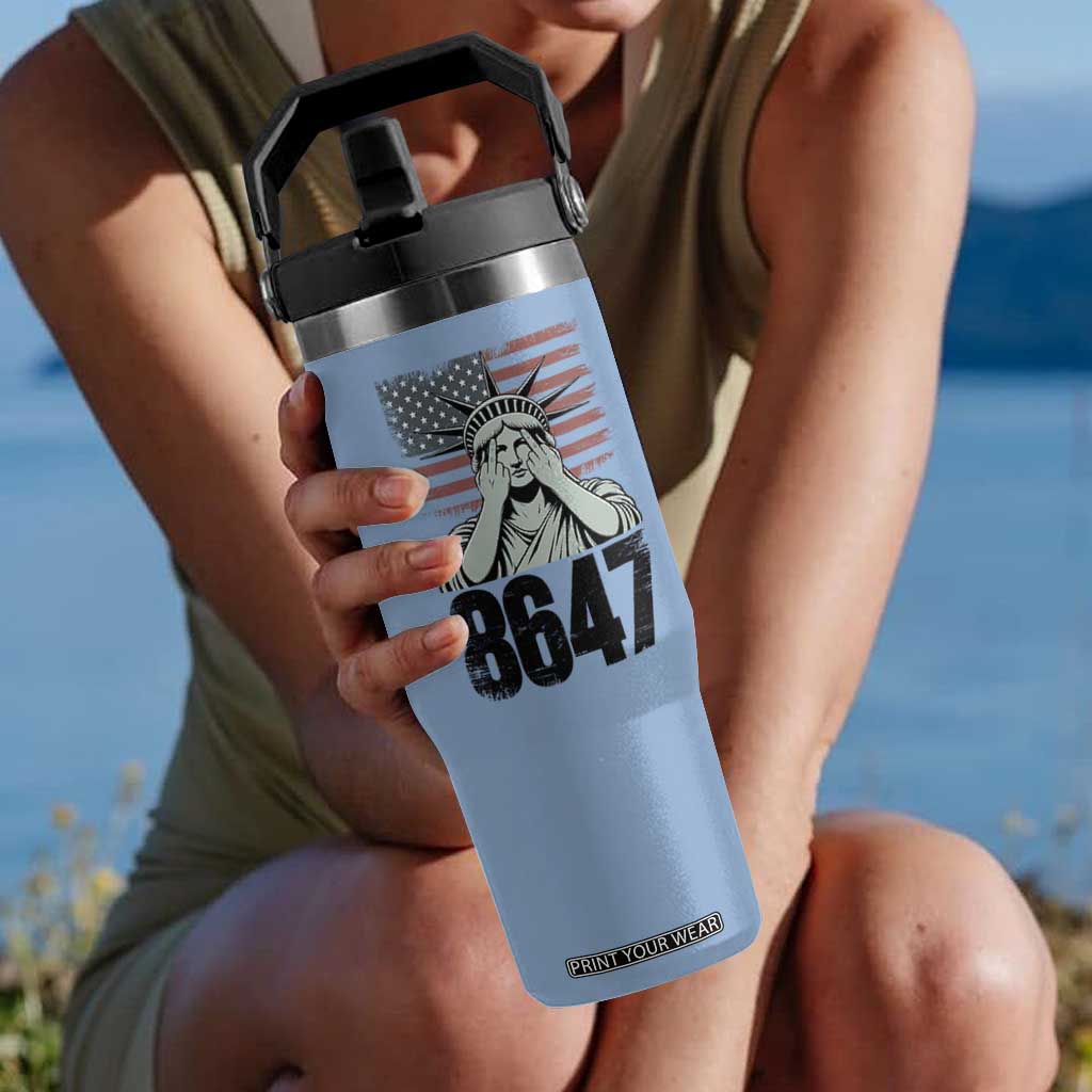8647 Statue Of Liberty Flip Straw Tumbler Political Satire Protest Poster Graphic TS12 One Size: 30 oz Light Blue Print Your Wear