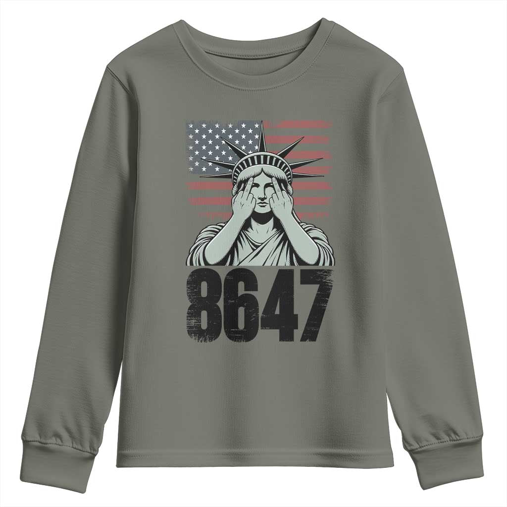 8647 Statue Of Liberty Youth Sweatshirt Political Satire Protest Poster Graphic TS12 Military Green Print Your Wear