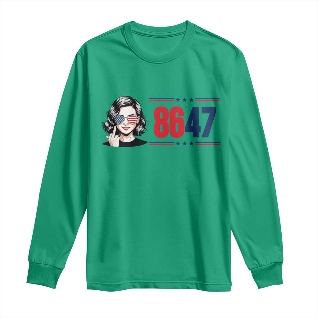 Political Activist 8647 Long Sleeve Shirt Freedom Satire Protest Graphic TS12 Irish Green Print Your Wear