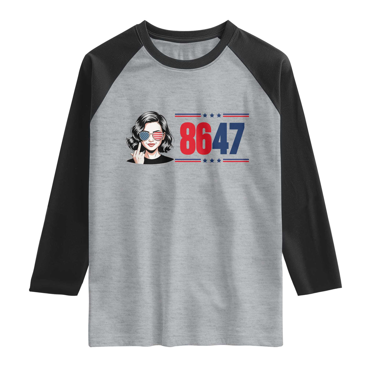 Political Activist 8647 Raglan Shirt Freedom Satire Protest Graphic TS12 Heather Gray Black Print Your Wear