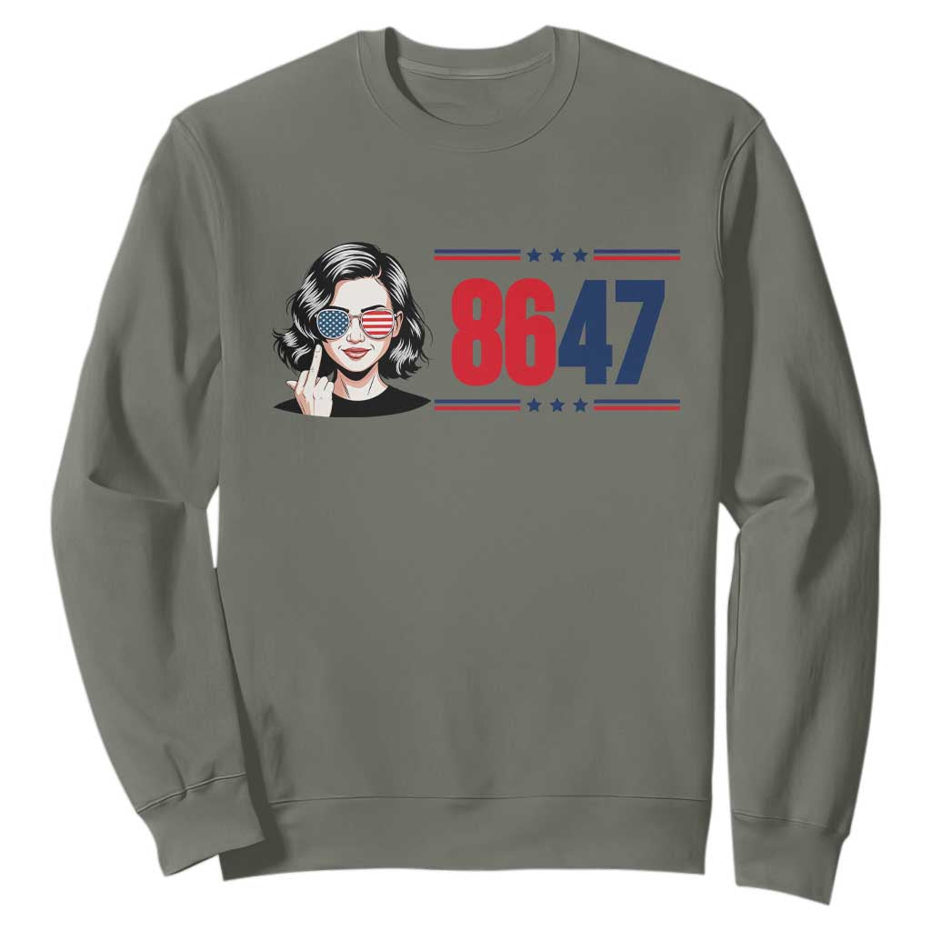 Political Activist 8647 Sweatshirt Freedom Satire Protest Graphic TS12 Military Green Print Your Wear