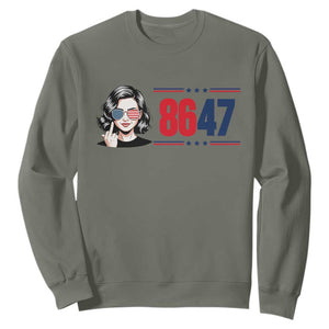 Political Activist 8647 Sweatshirt Freedom Satire Protest Graphic TS12 Military Green Print Your Wear