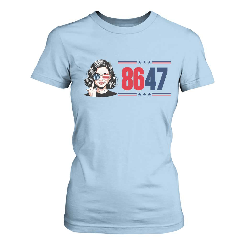 Political Activist 8647 T Shirt For Women Freedom Satire Protest Graphic TS12 Light Blue Print Your Wear