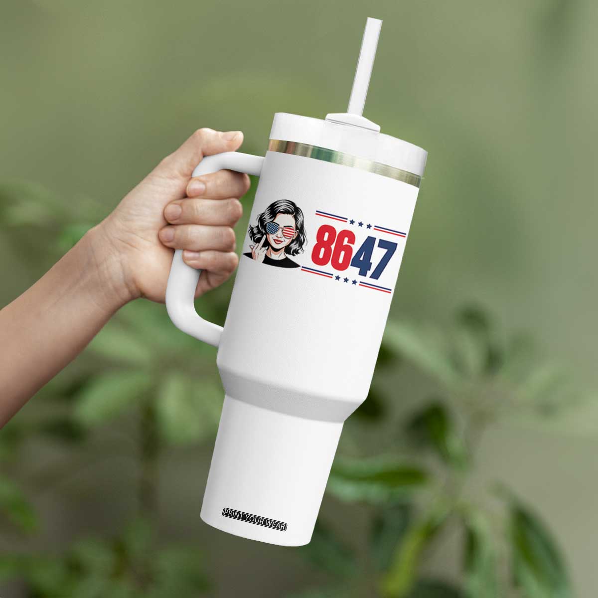 Political Activist 8647 Tumbler With Handle Freedom Satire Protest Graphic TS12 Print Your Wear