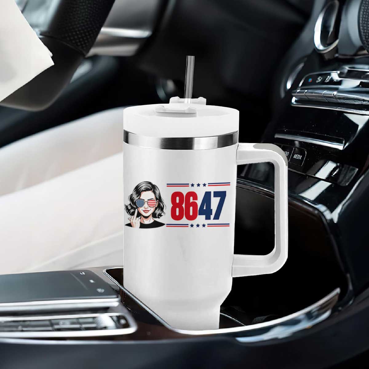Political Activist 8647 Tumbler With Handle Freedom Satire Protest Graphic TS12 Print Your Wear