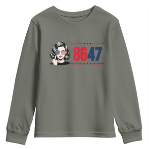 Political Activist 8647 Youth Sweatshirt Freedom Satire Protest Graphic TS12 Military Green Print Your Wear