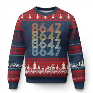 Retro Vintage 8647 Ugly Christmas Sweater Freedom Protest Stripe Graphic TS12 Navy Red Print Your Wear