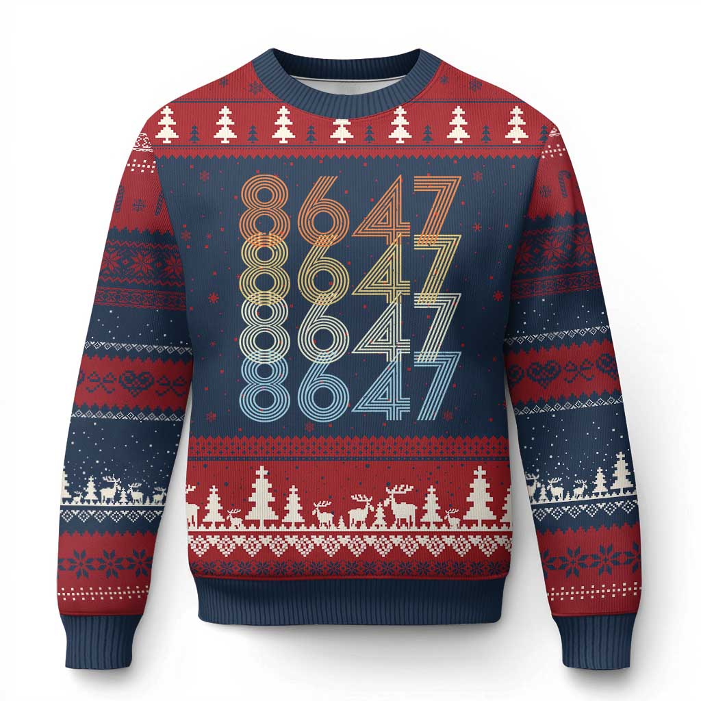 Retro Vintage 8647 Ugly Christmas Sweater Freedom Protest Stripe Graphic TS12 Navy Red Print Your Wear