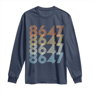 Retro Vintage 8647 Long Sleeve Shirt Freedom Protest Stripe Graphic TS12 Navy Print Your Wear