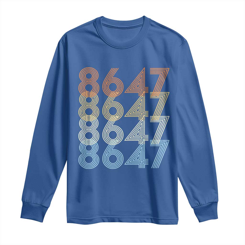 Retro Vintage 8647 Long Sleeve Shirt Freedom Protest Stripe Graphic TS12 Royal Blue Print Your Wear