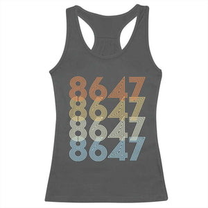 Retro Vintage 8647 Racerback Tank Top Freedom Protest Stripe Graphic TS12 Dark Heather Print Your Wear