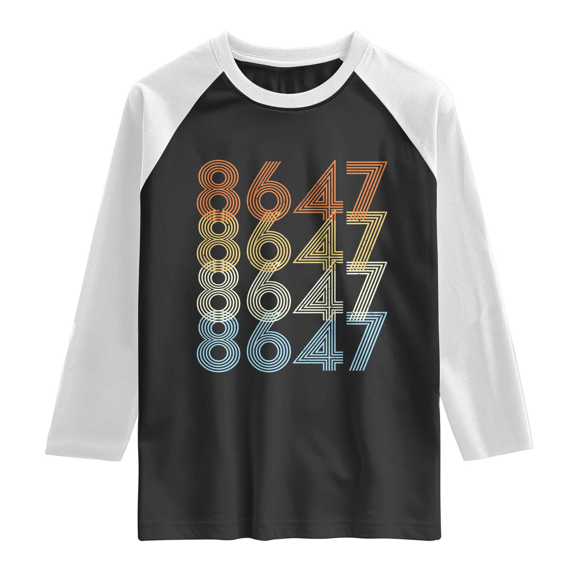 Retro Vintage 8647 Raglan Shirt Freedom Protest Stripe Graphic TS12 Black White Print Your Wear
