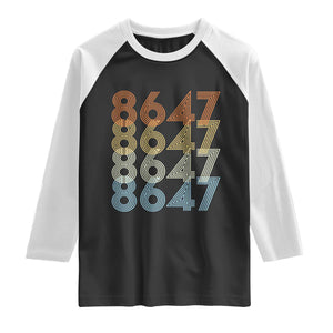 Retro Vintage 8647 Raglan Shirt Freedom Protest Stripe Graphic TS12 Black White Print Your Wear