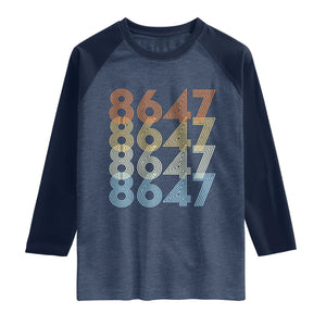 Retro Vintage 8647 Raglan Shirt Freedom Protest Stripe Graphic TS12 Heather Denim Navy Print Your Wear