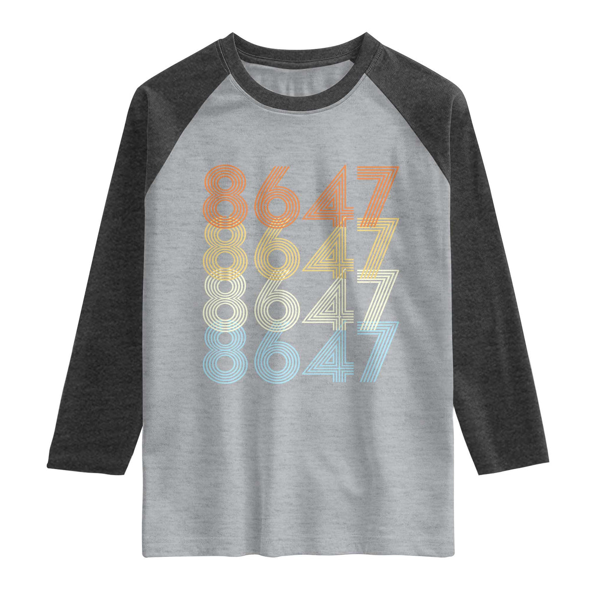 Retro Vintage 8647 Raglan Shirt Freedom Protest Stripe Graphic TS12 Heather Gray Heather Charcoal Print Your Wear