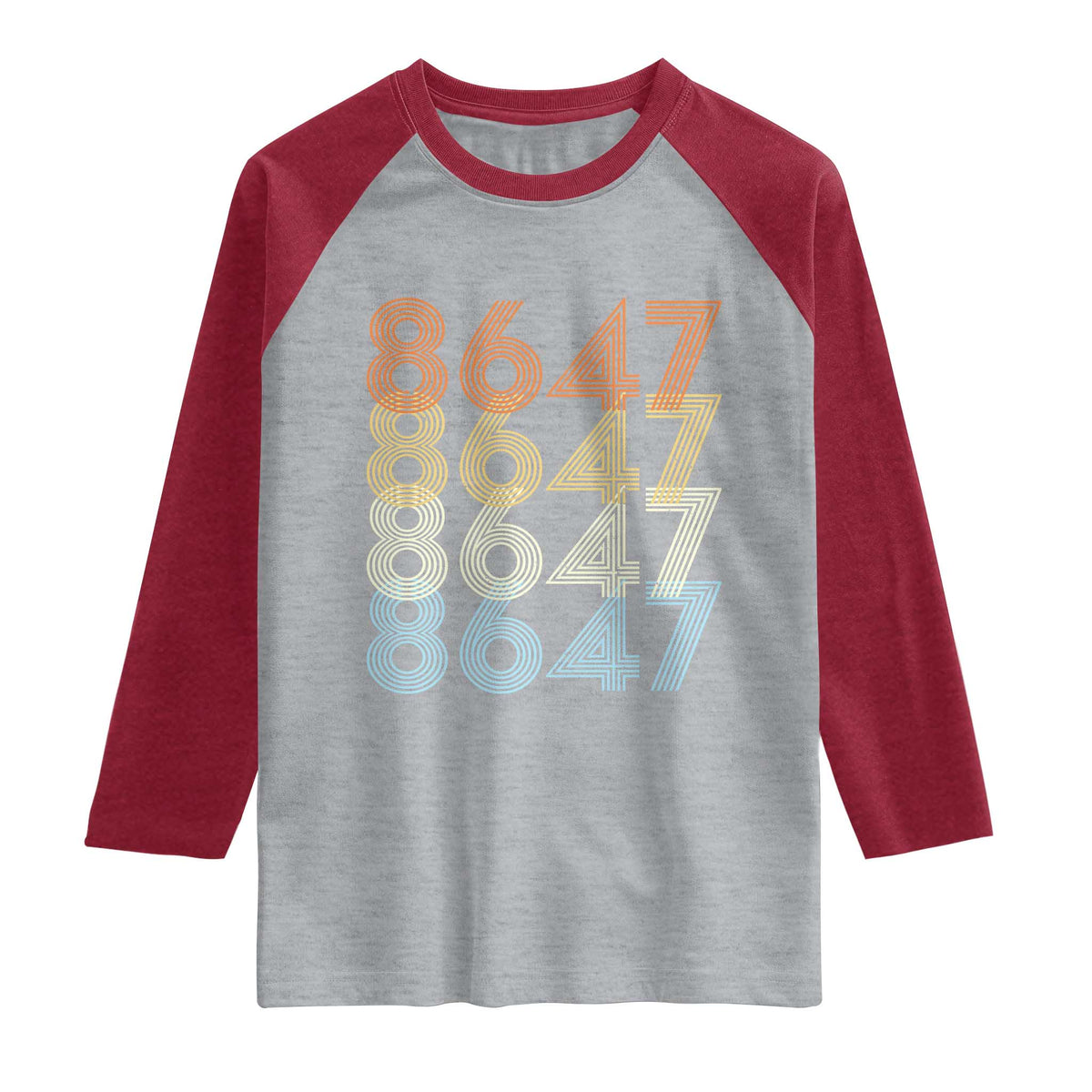 Retro Vintage 8647 Raglan Shirt Freedom Protest Stripe Graphic TS12 Heather Gray Heather Red Print Your Wear