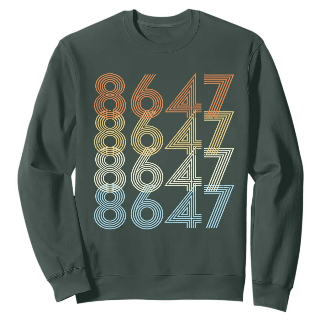 Retro Vintage 8647 Sweatshirt Freedom Protest Stripe Graphic TS12 Dark Forest Green Print Your Wear