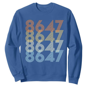 Retro Vintage 8647 Sweatshirt Freedom Protest Stripe Graphic TS12 Royal Blue Print Your Wear