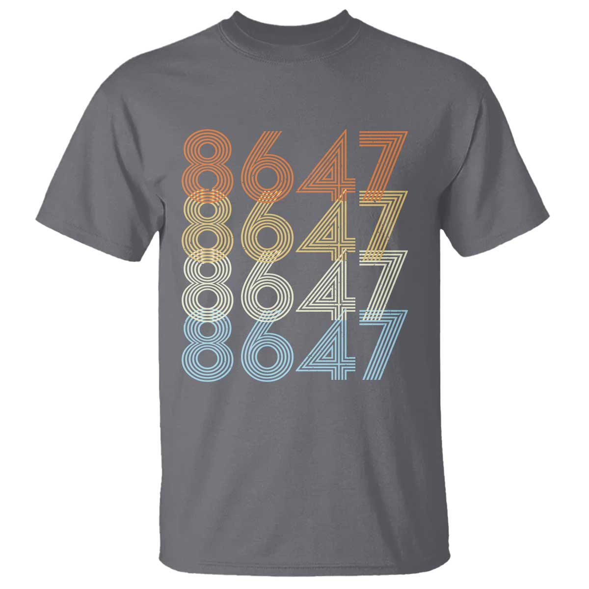 Retro Vintage 8647 T Shirt Freedom Protest Stripe Graphic TS12 Charcoal Print Your Wear